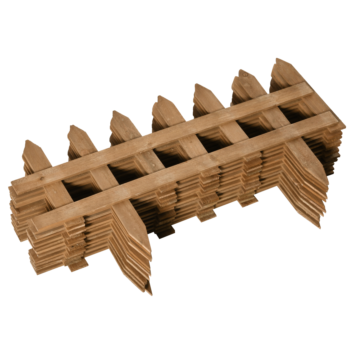 Outsunny 12-Pack Wooden Garden Border Fence Panels, Fixed Picket Fencing