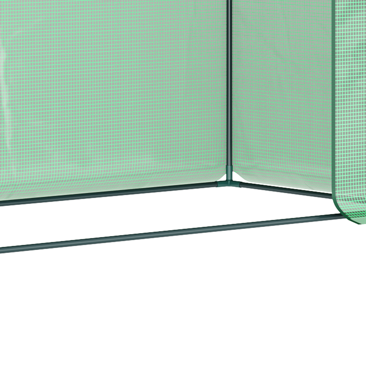 Outsunny Garden Greenhouse with Windows and Roll-Up Zip Panel, 198L x 77W x 149-168H cm
