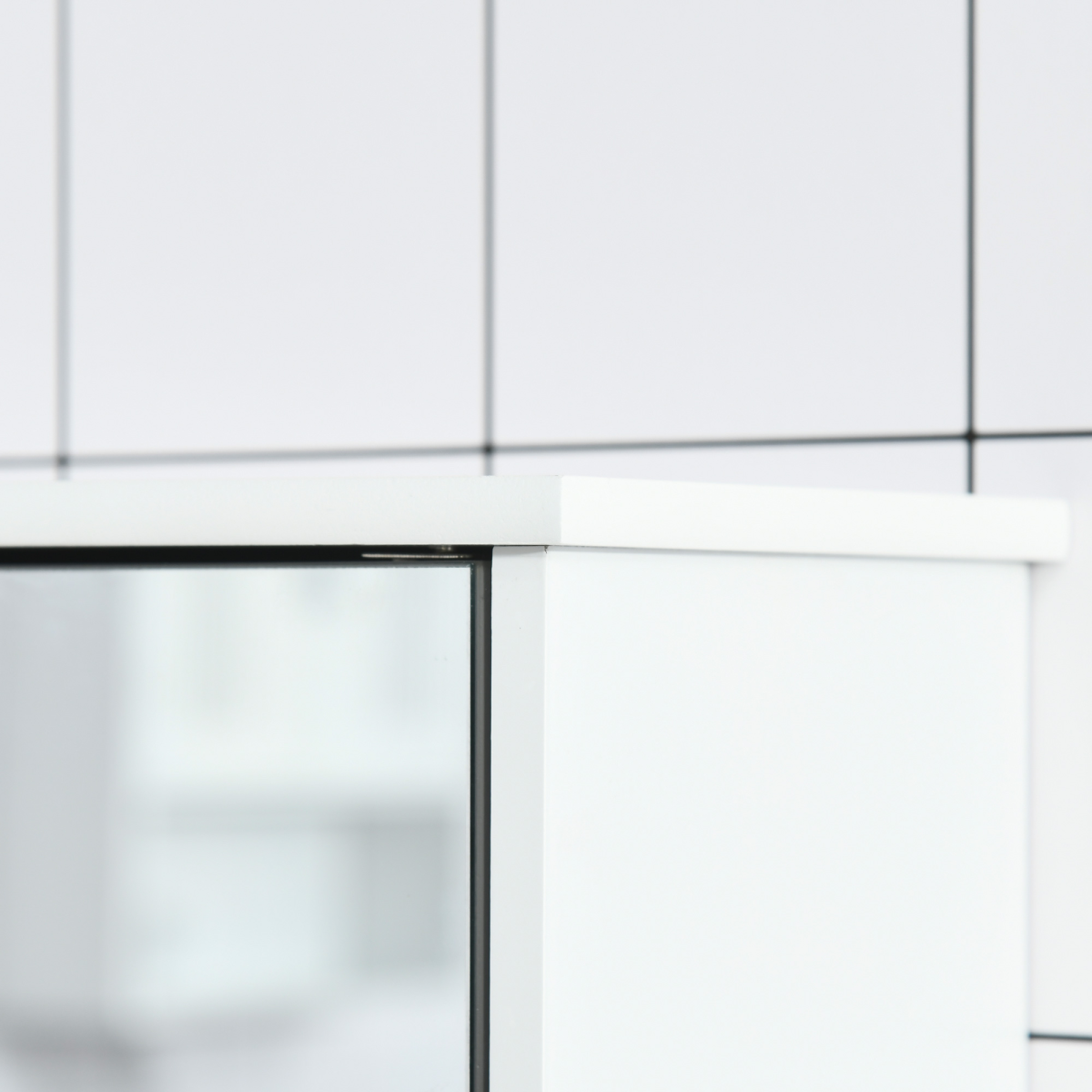 kleankin Bathroom Mirror Cabinet Wall Mounted Storage Cupboard with Mirrored Doors Grey
