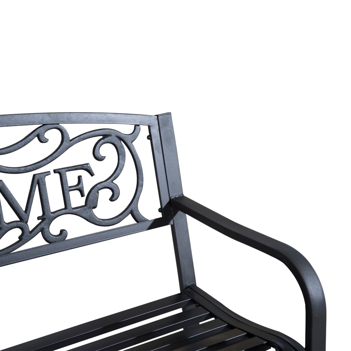 Outsunny 2-Seater Steel Garden Bench, Black