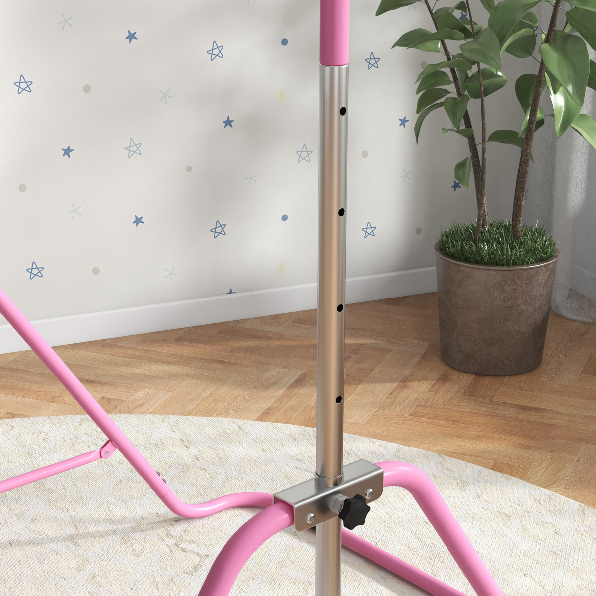HOMCOM Kids Gymnastic Bar, Adjustable & Foldable Training Bar, Pink