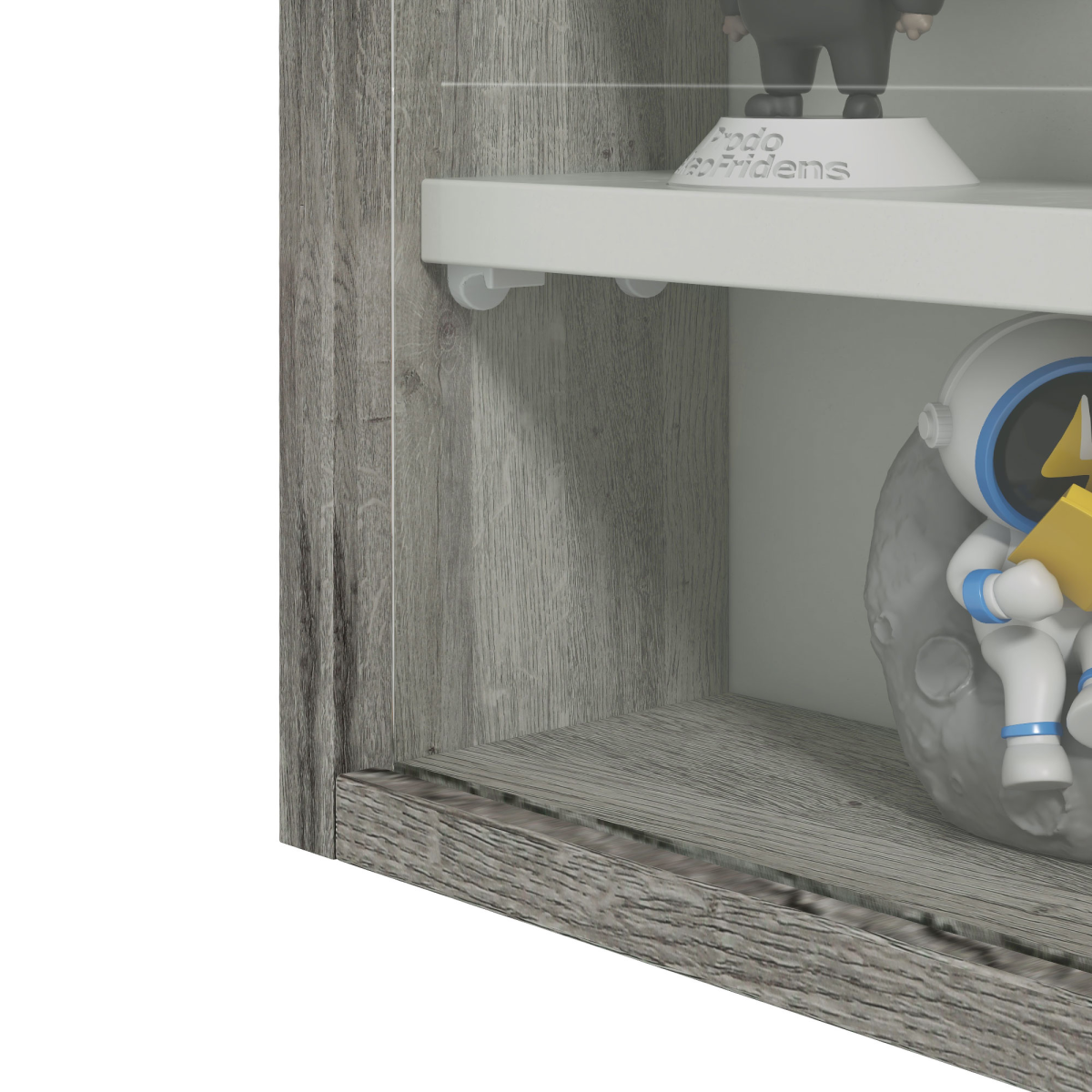 HOMCOM 5-Tier Wall-Mounted Display Cabinet with Glass Doors, Grey
