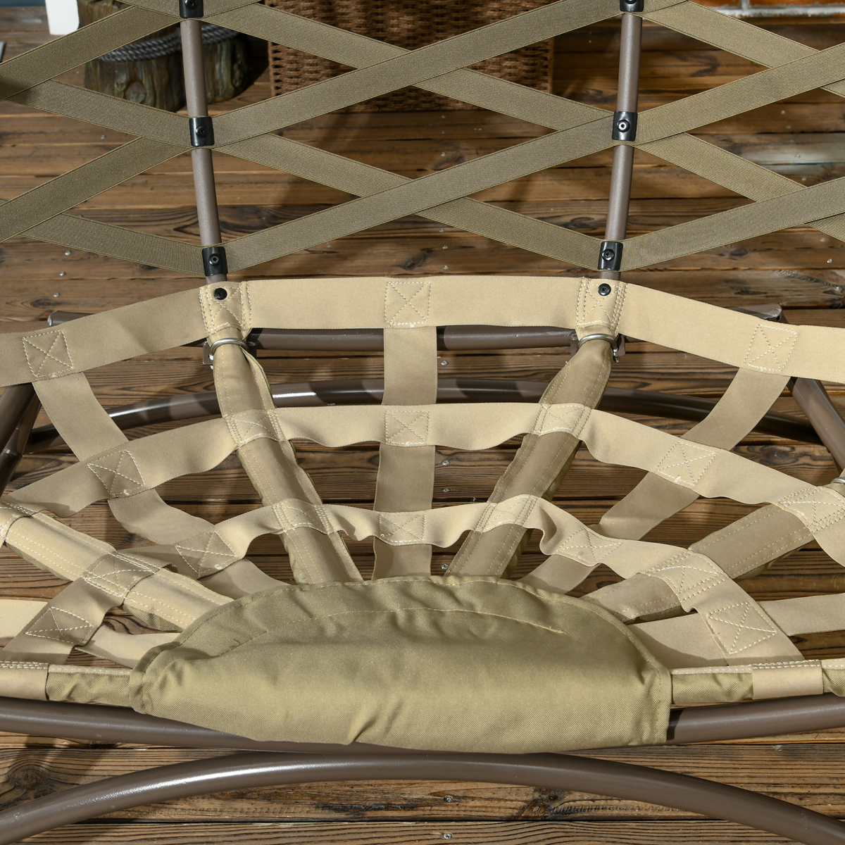 Outsunny 2-Seater Outdoor Egg Chair with Cushion and Cup Pockets, Khaki
