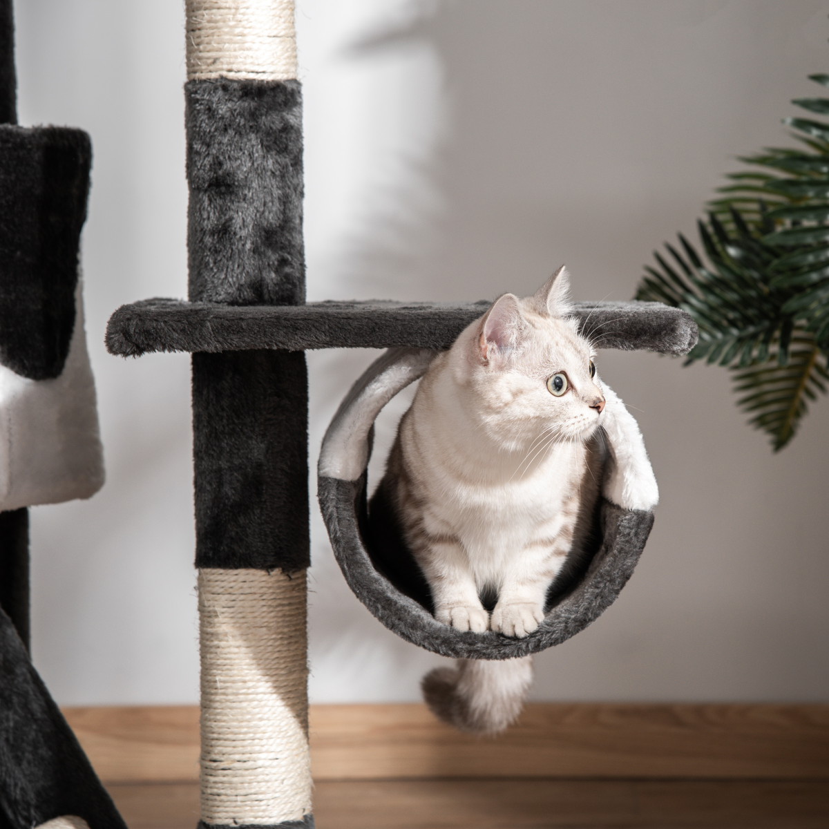 PawHut Large Cat Tree Scratching Post Condo with Cat Beds, Tunnel, Ladders, Cat Boxes and Plush Balls