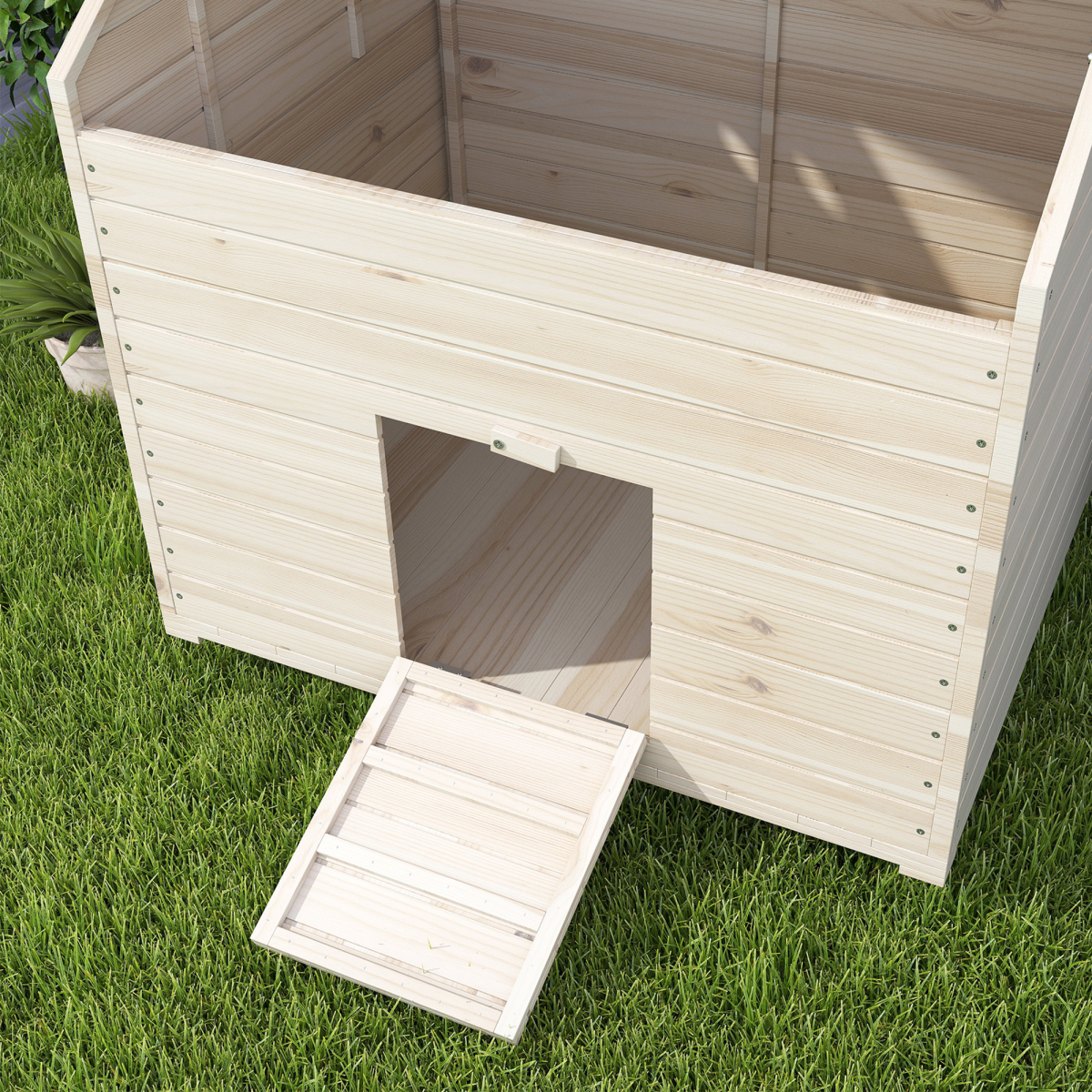 PawHut Wooden Duck House with Openable Roof, Raised Base & Air Holes
