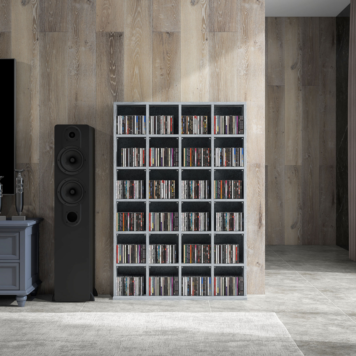 HOMCOM Grey Media Storage Rack for 480 CDs or 312 DVDs/Blu-rays