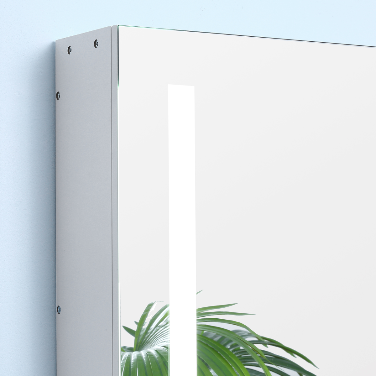 kleankin LED Illuminated Bathroom Mirror Cabinet with Touch Sensor, USB Powered, Double Mirrored Doors, Adjustable Shelf, Wall Mounted Storage Cabinet, 70 x 15 x 65 cm