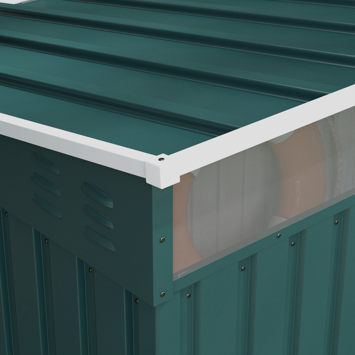 Outsunny 6.5x4FT Green Galvanized Steel Garden Shed with Foundation, Lockable Sliding Doors and Windows