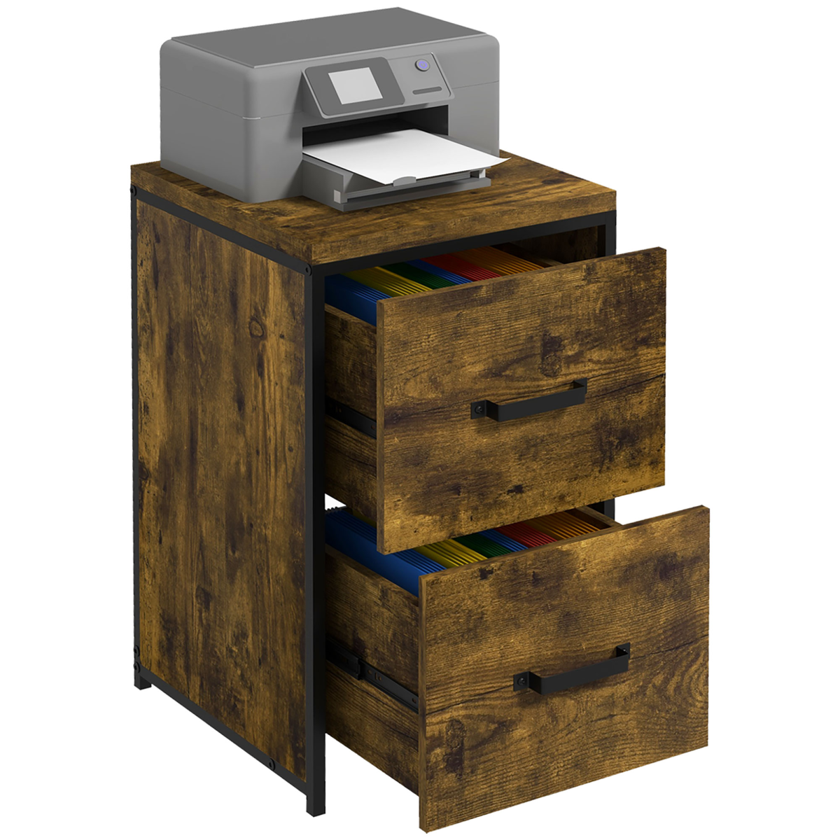 70cm Vertical Office Filing Cabinet with 2 Drawers and Adjustable Hanging File Bars