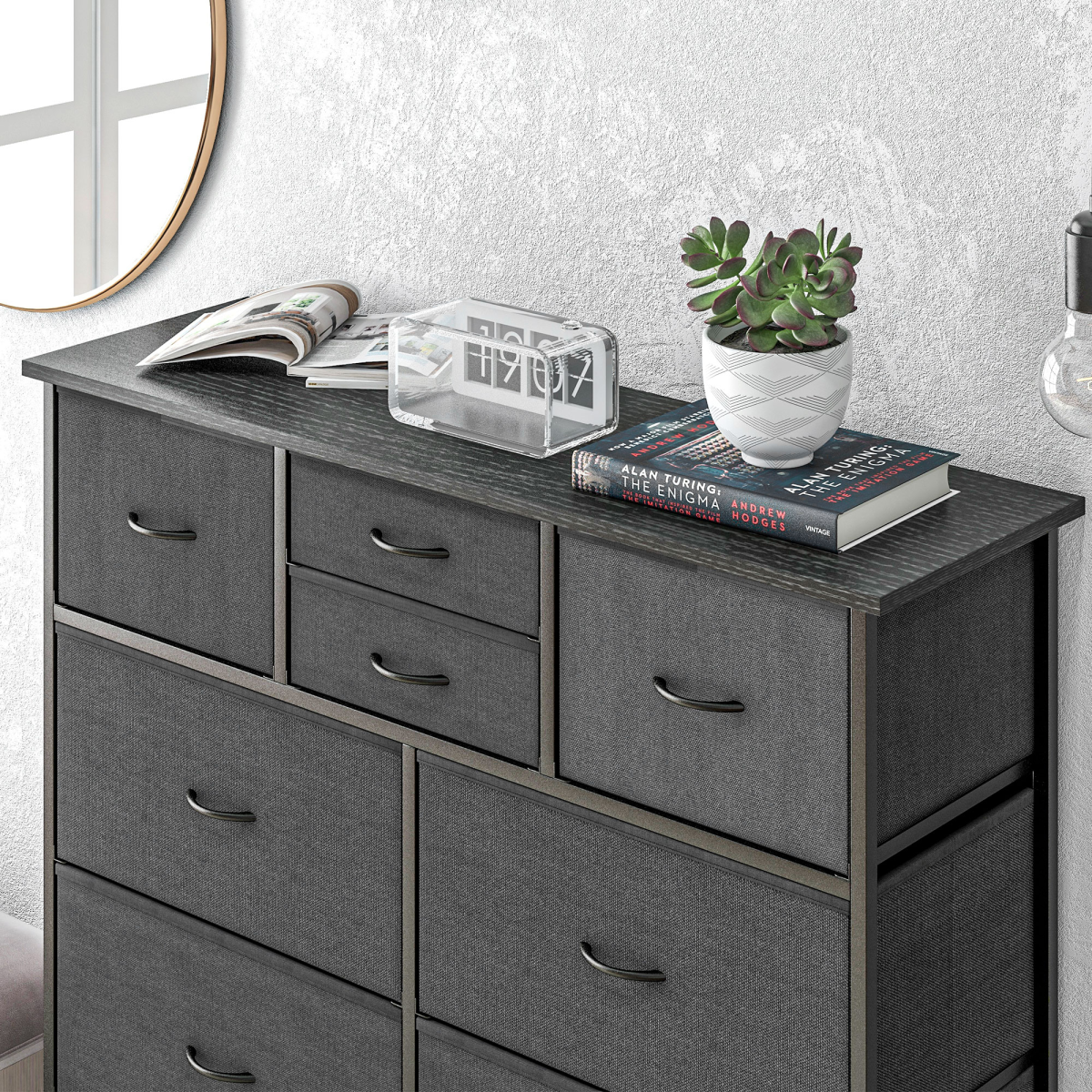 HOMCOM 10-Drawer Fabric Chest of Drawers, Black