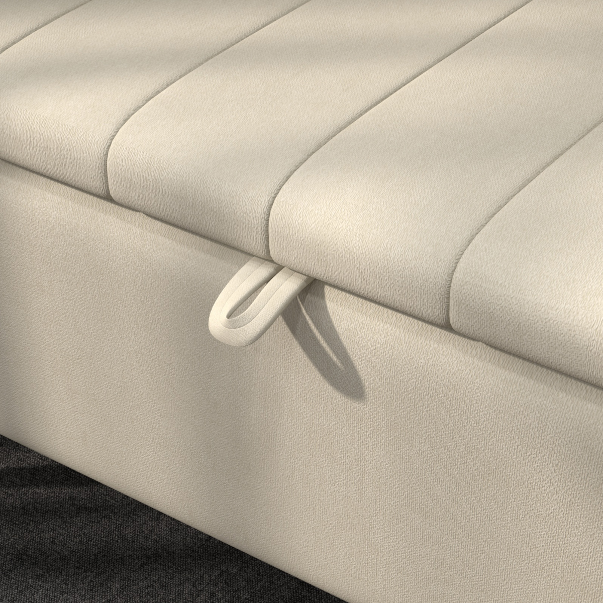 HOMCOM Storage Ottoman Bench, Linen-Touch Fabric, Steel Legs, Cream White