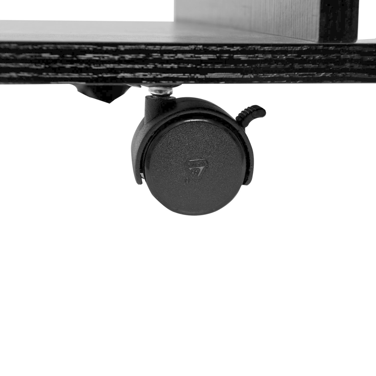 HOMCOM Black Mobile TV Stand with 3-Tier Storage Shelves and Lockable Castor Wheels