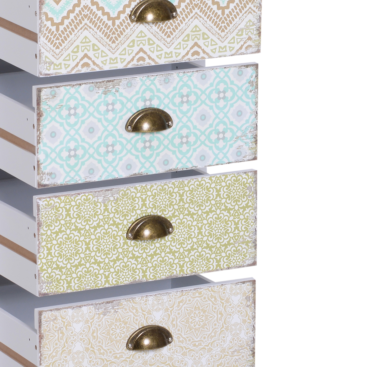 HOMCOM 5 Drawer Vintage Style Storage Chest Dresser, White Wood Effect, Entryway Bedroom Bedroom Storage Cabinet