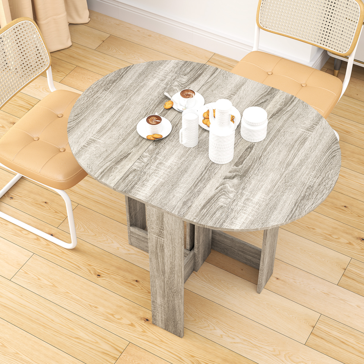 HOMCOM Grey Drop Leaf Folding Dining Table for Kitchen