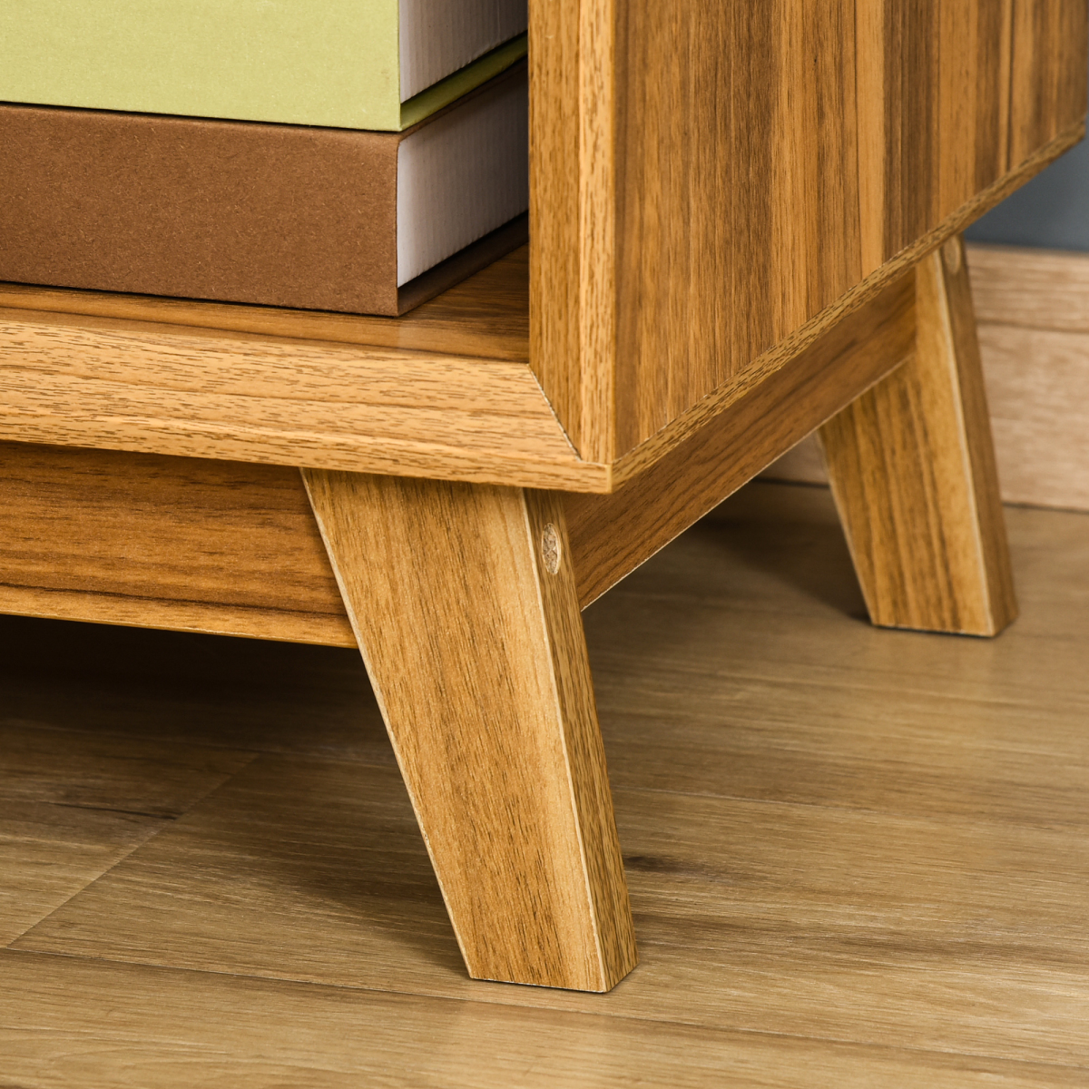 Bedside Table with Drawer and Shelf, Wood-Effect Side Table