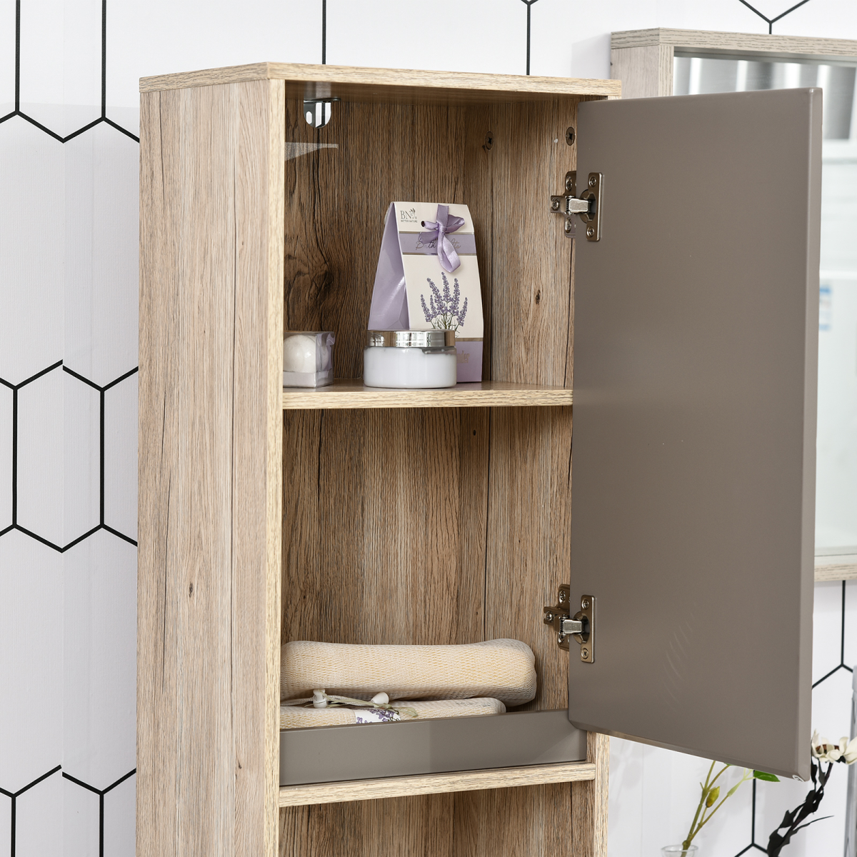 170cm Slimline Freestanding Storage Cabinet with 2 Cupboards