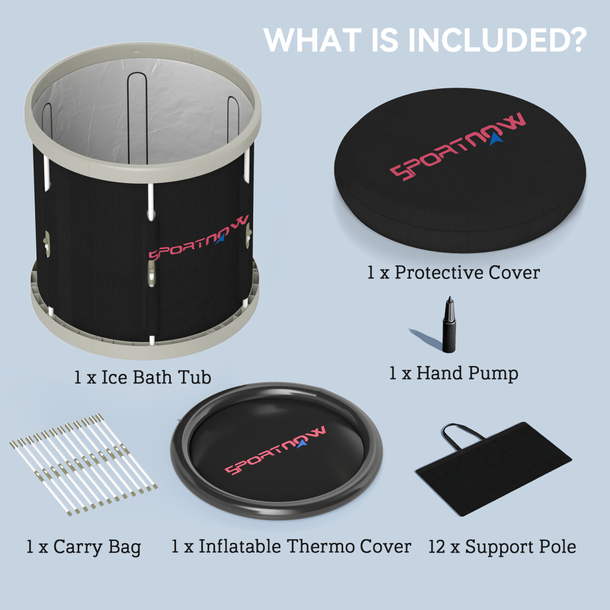 SPORTNOW 210L Portable Ice Bath Tub for Cold Water Therapy, Black