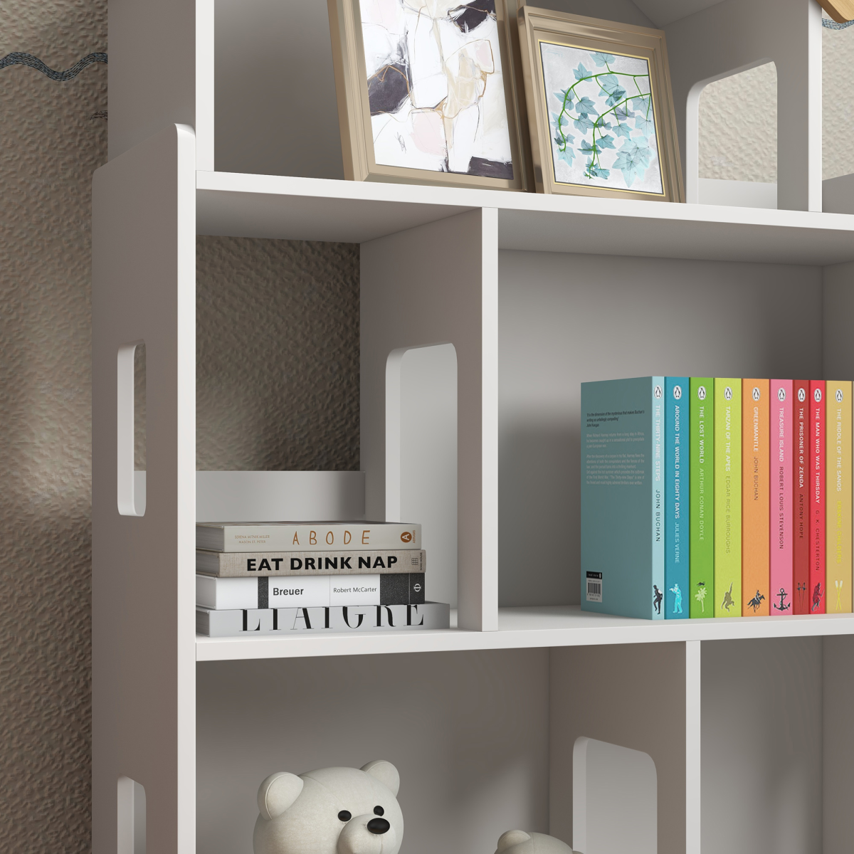ZONEKIZ 3-Tier Toy Storage Shelf, 6 Cubby Organizer, White for Playroom & Bedroom