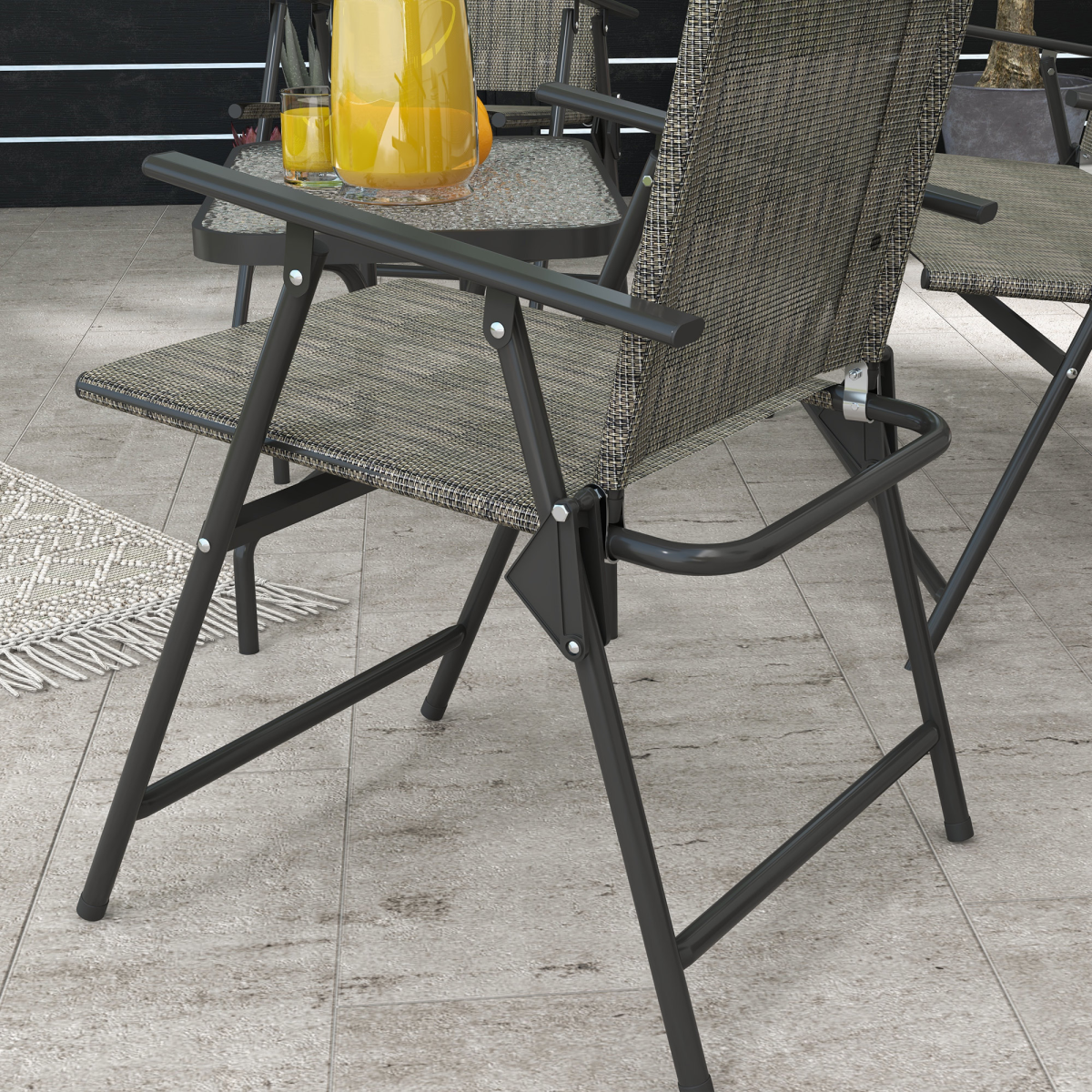 Outsunny 4-Piece Patio Furniture Set with 2 Foldable Armchairs, Loveseat and Side Table, Outdoor Garden Set