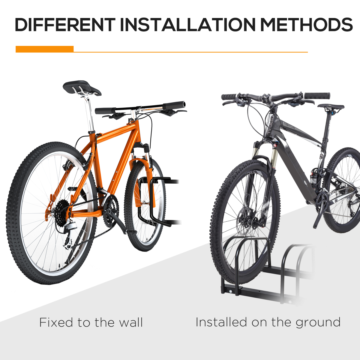 6 Bike Parking Rack Locking Storage Stand Holder Floor or Wall Mount Detachable Single Bike Stand Black Steel