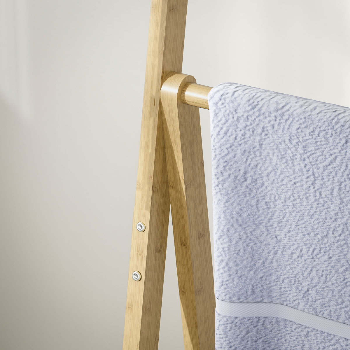 HOMCOM 3-Tier Folding Bamboo Bathroom Shelf with Towel Bars