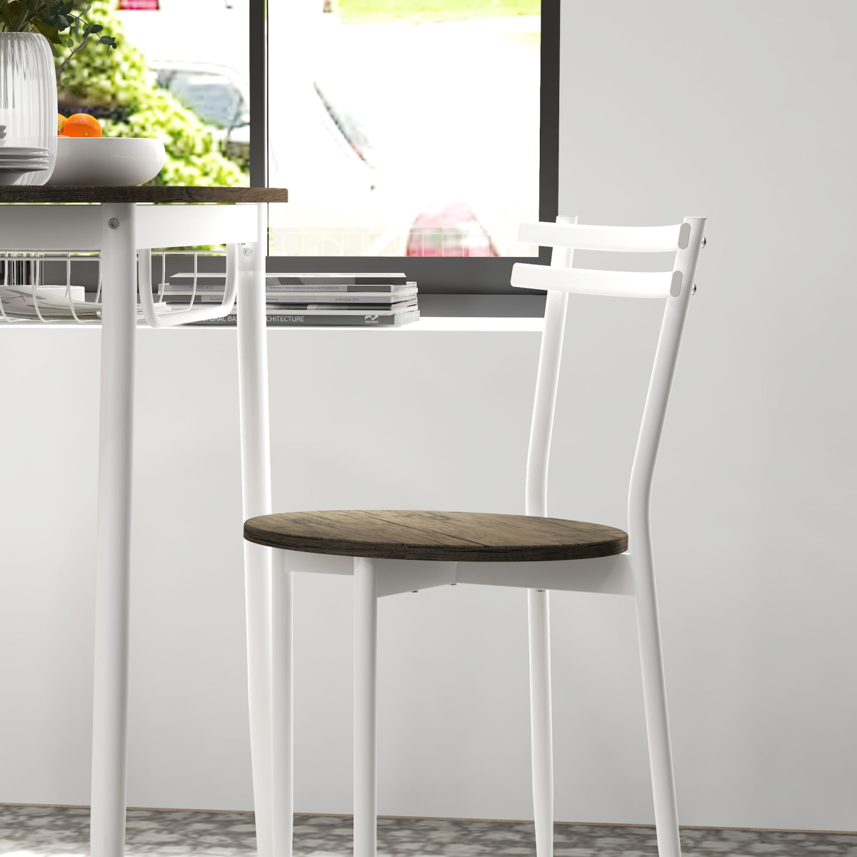 HOMCOM 3-Piece Dining Table and 2 Chairs Set, Oval Kitchen Table with Storage Shelf, Natural