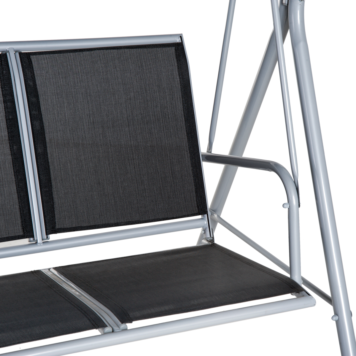 Outsunny Outdoor 3-Seater Swing Chair with UV Protected Canopy and Sling Fabric Seating