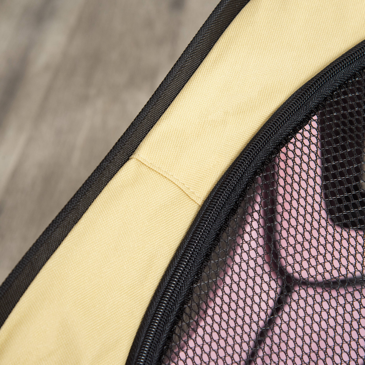 Portable Soft-Sided Fabric Pet Playpen with Mesh Panels, Waterproof Floor, Detachable Cover, and Carrying Bag