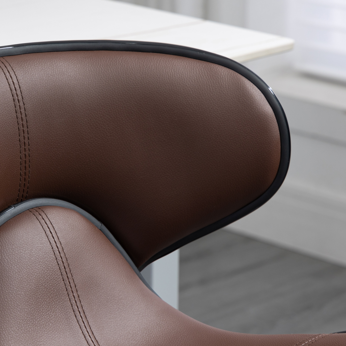 HOMCOM Set of 2 Adjustable Swivel Bar Stools with Backrest, Footrest and Steel Frame, Faux Leather Upholstery