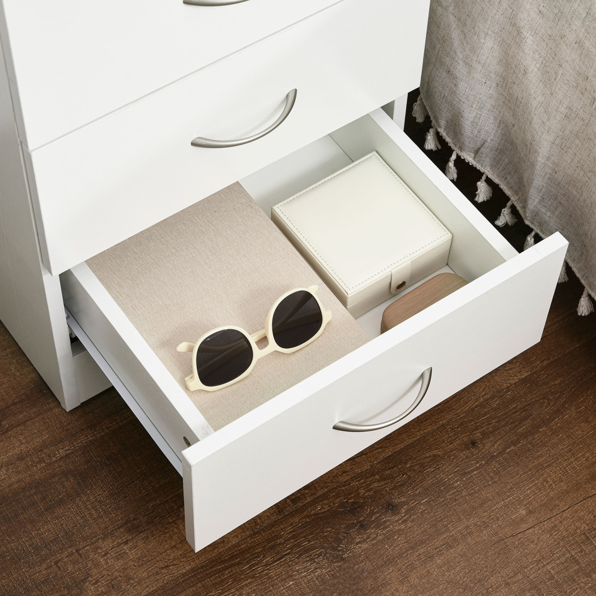 HOMCOM White 3-Drawer Bedside Table with Wood-Effect Finish