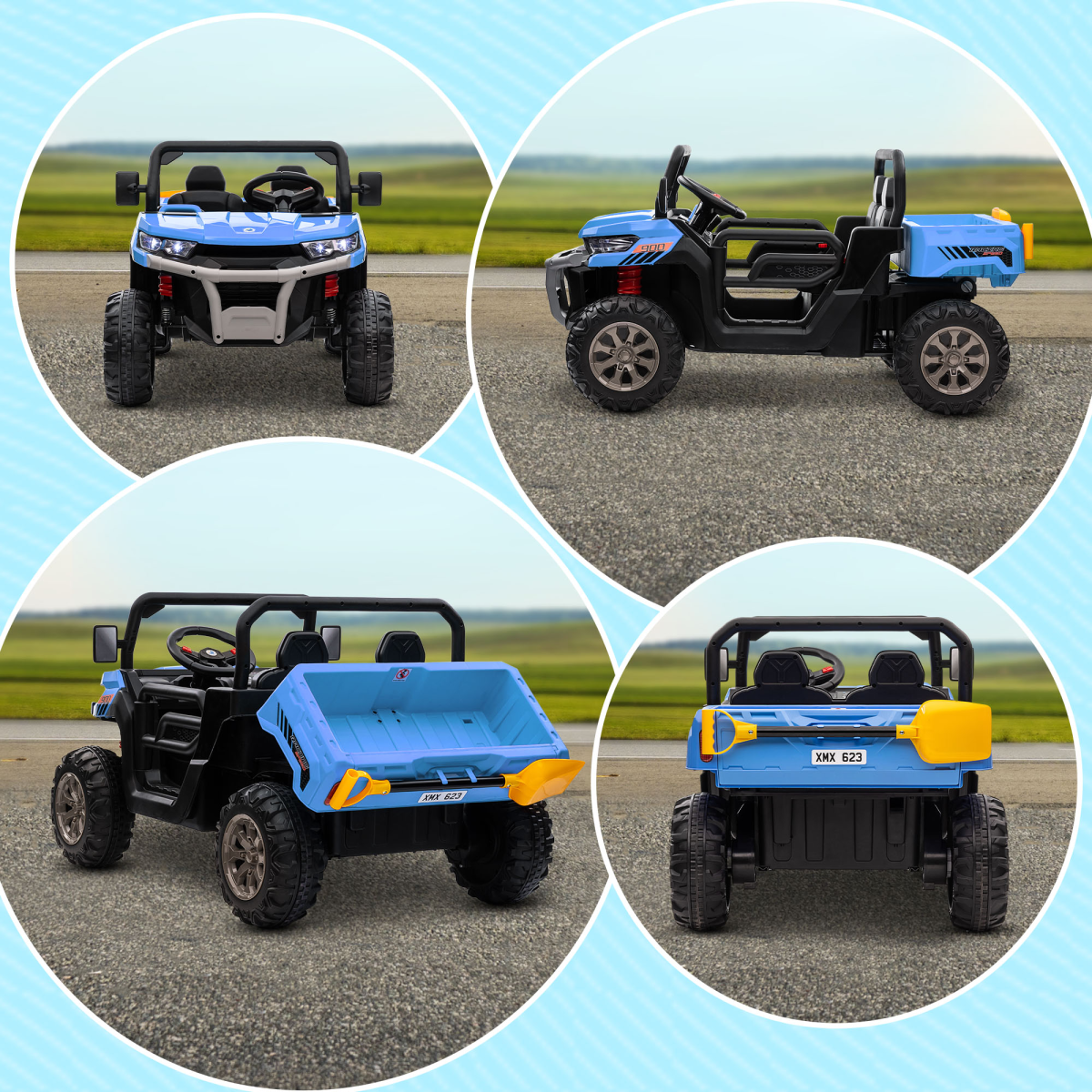 HOMCOM 12V Two-Seater Kids Electric Ride-On Truck, Blue and Black