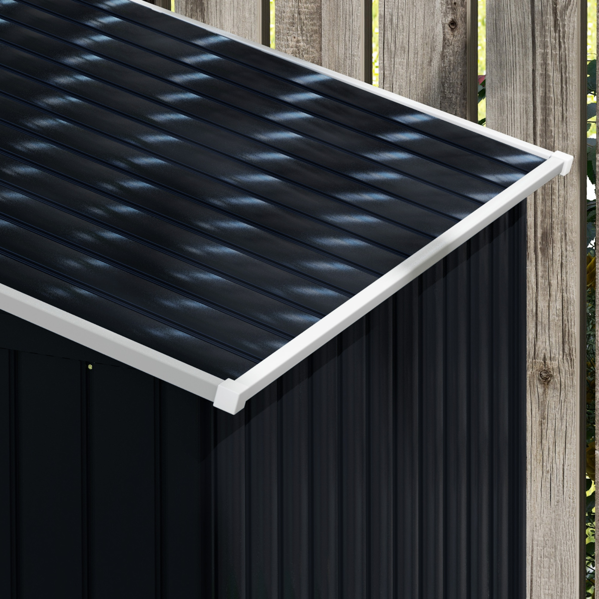 Outsunny Lockable Garden Storage Shed 7ft x 4ft Grey Galvanised Steel with Sloped Roof, Ventilation and Floor Foundation