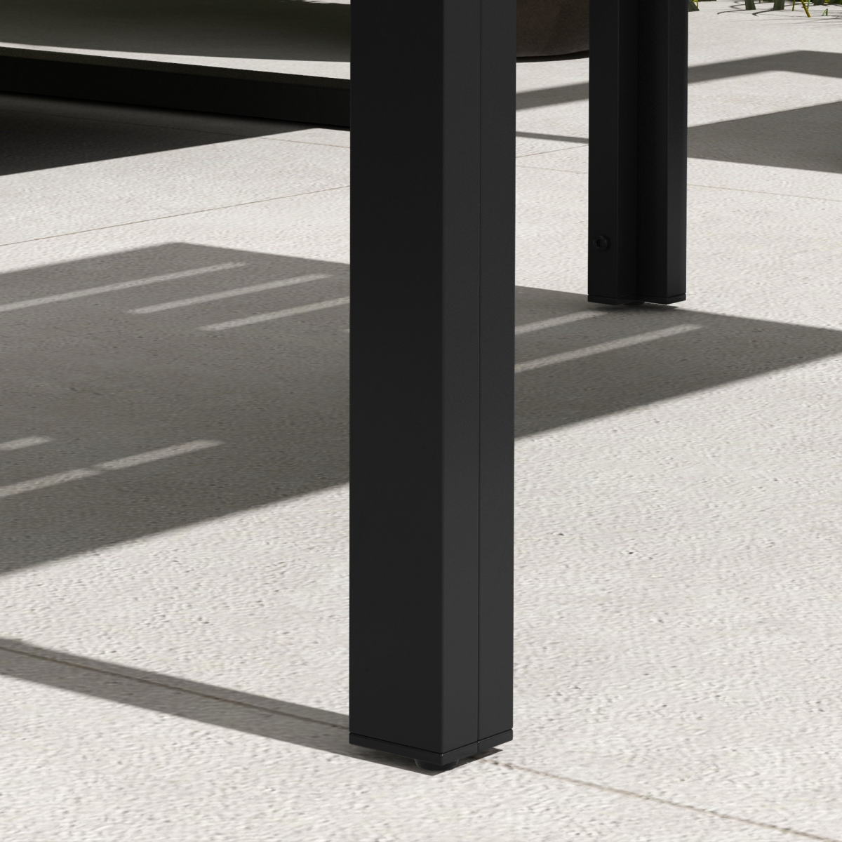 Outsunny Outdoor Side Table with Galvanised Steel Frame and Slatted Top, Black