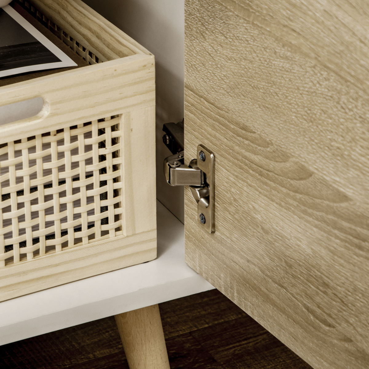 Modern TV Unit Cabinet Stand for TVs up to 50in with Open Shelf, Drawer and 2 Cupboards