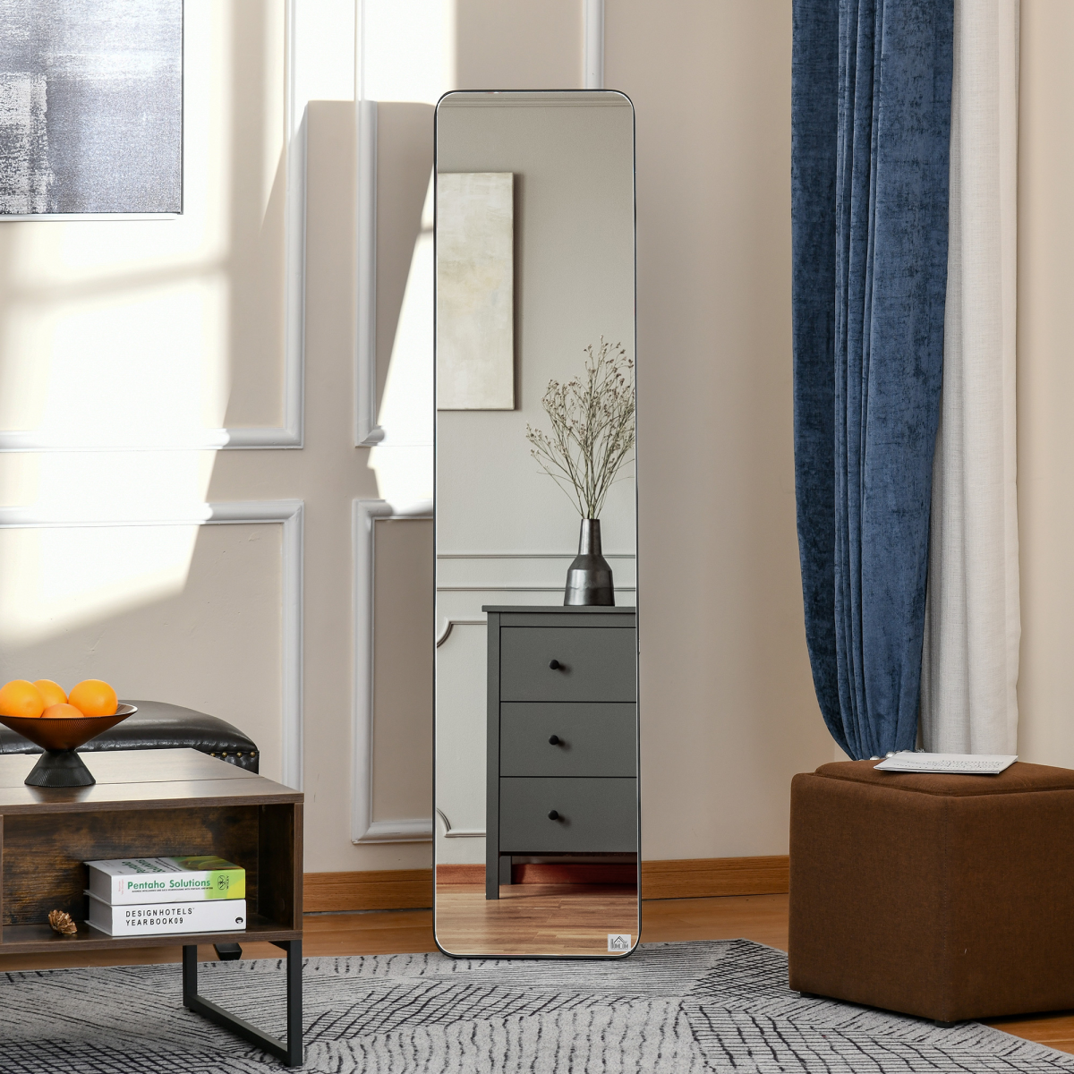 Full Length Mirror Free Standing or Wall Mount Black
