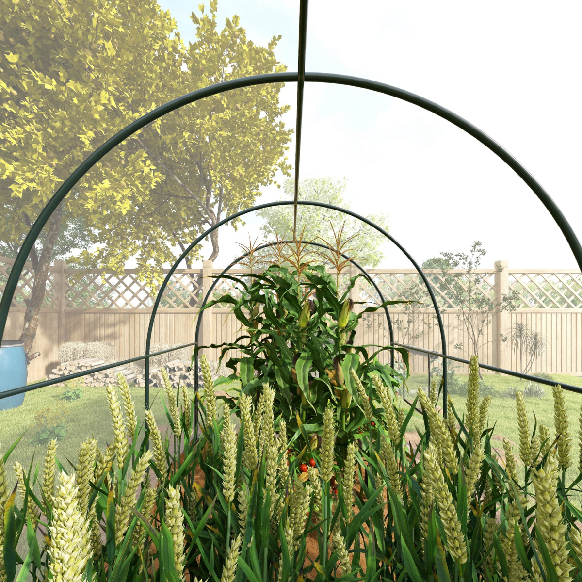 Outsunny 3 x 2 x 2m Clear Polytunnel Greenhouse with Roll-Up Door, Mesh Windows, Steel Frame