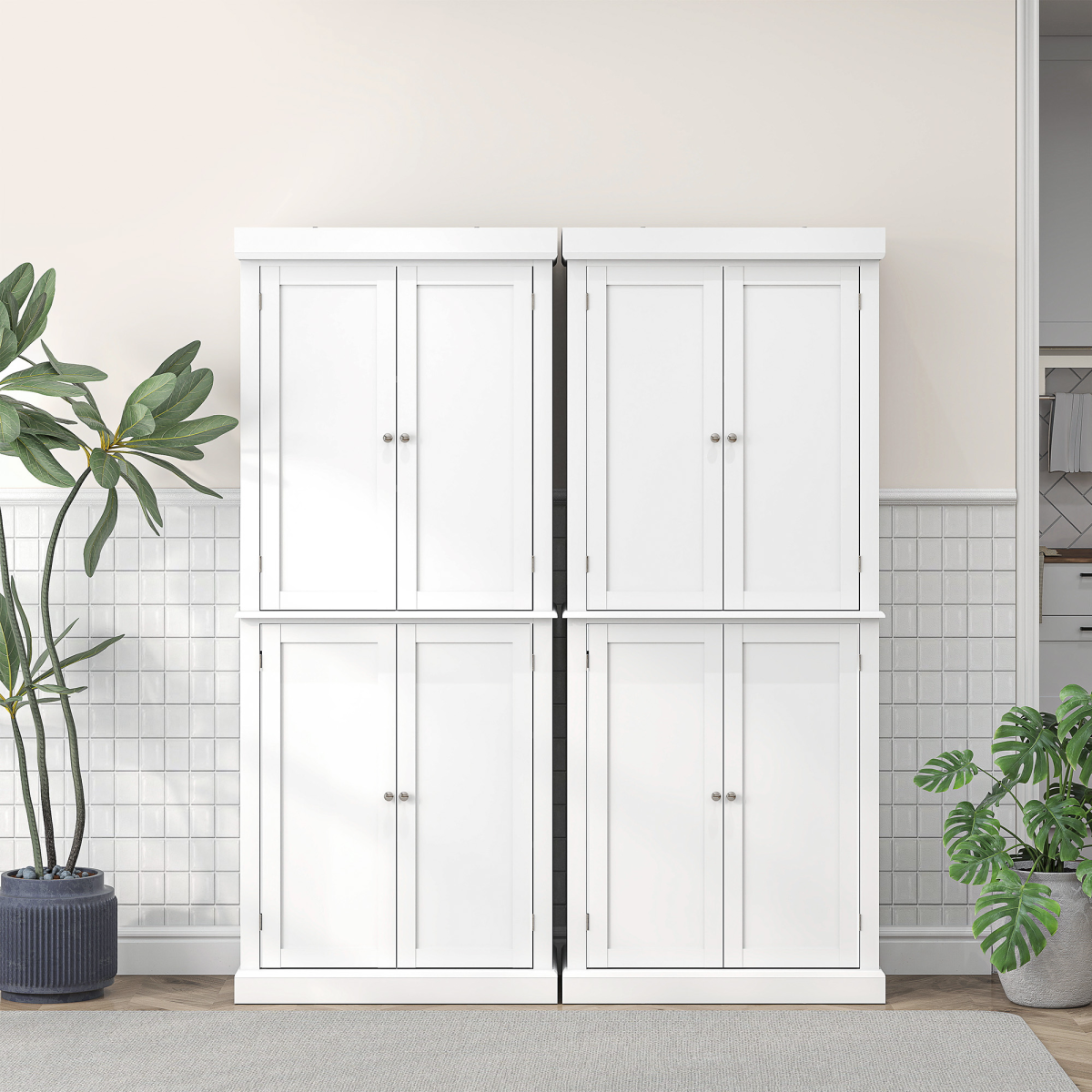 HOMCOM Freestanding Kitchen Cupboard, 6-Tier White Cabinet