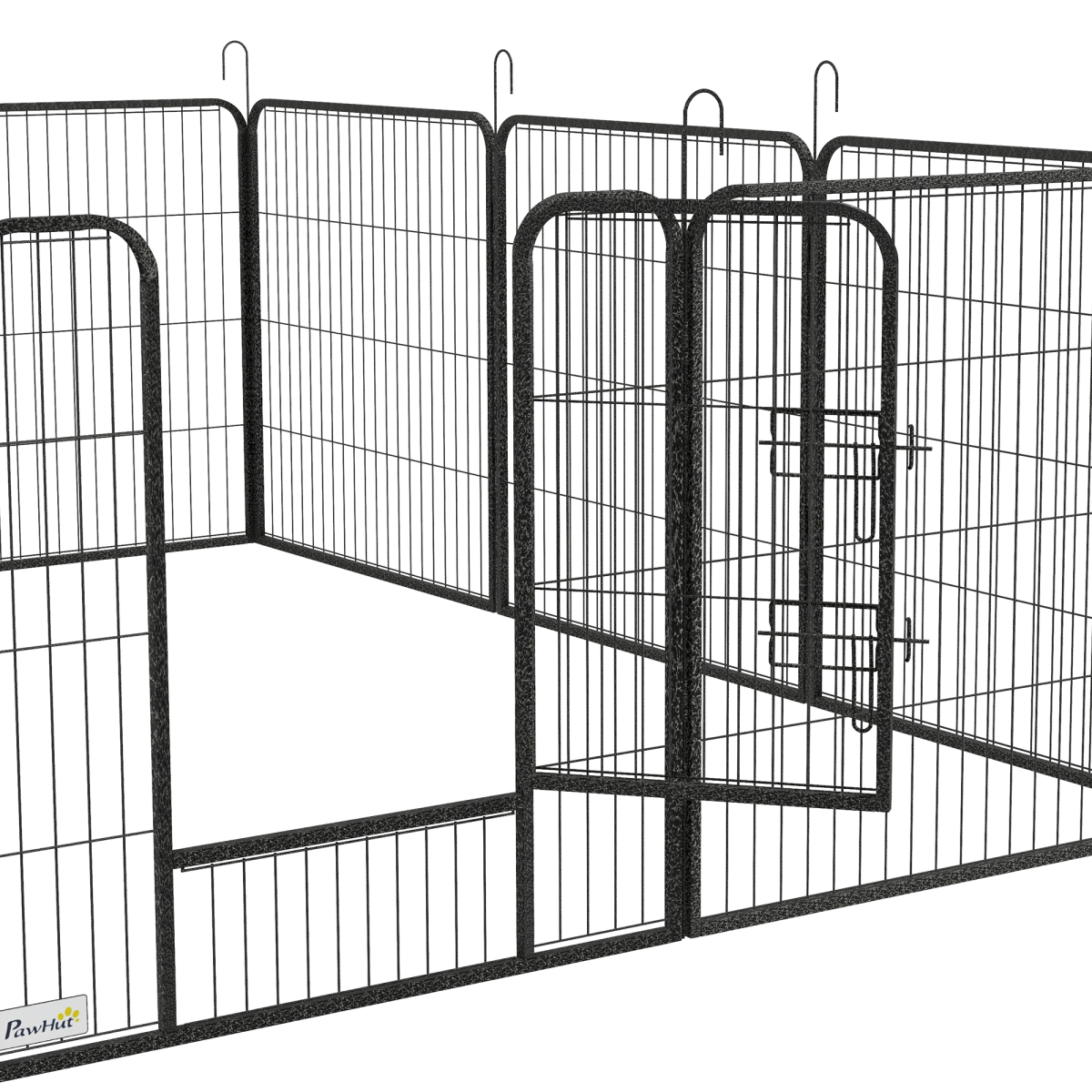 PawHut 12-Panel Steel Puppy Play Pen with Lockable Doors