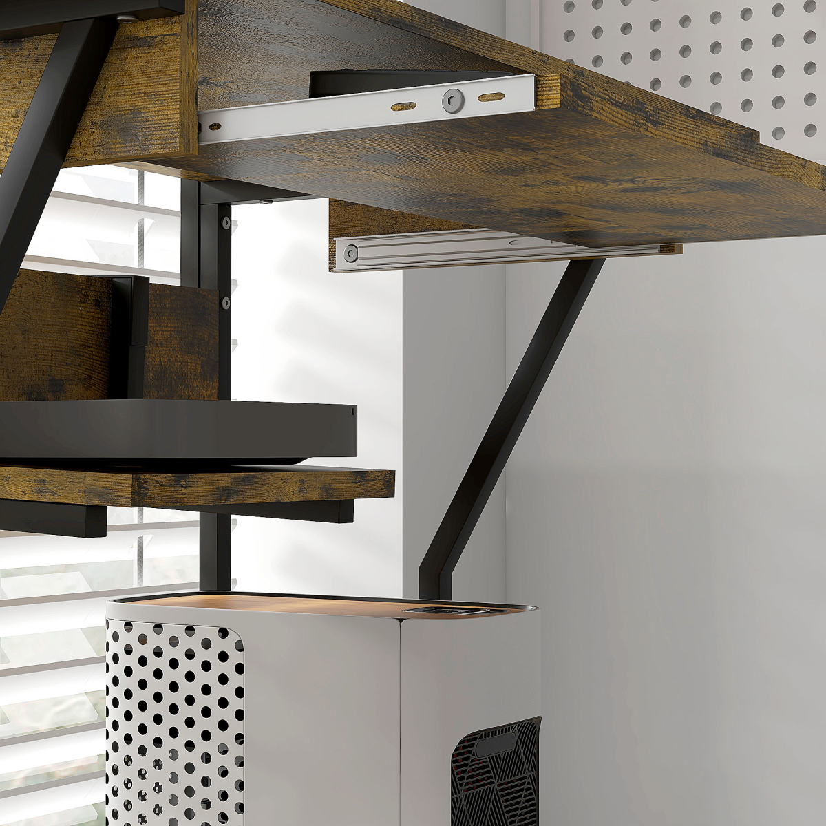 HOMCOM Rolling Computer Desk with Keyboard Tray, Storage Shelves
