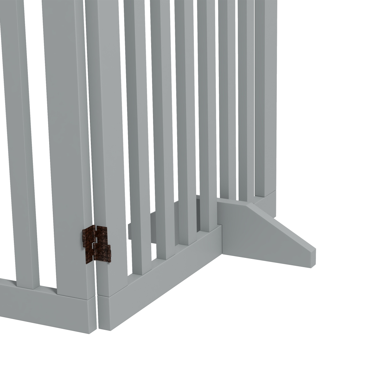 PawHut Foldable Freestanding Dog Gate with Support Feet, Grey