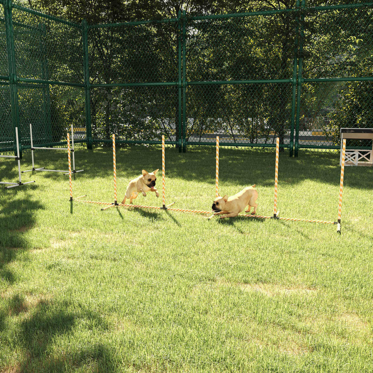 PawHut Dog Agility Weave Poles Training Obstacle Course Set, Slalom Equipment with Whistle and Storage Bag