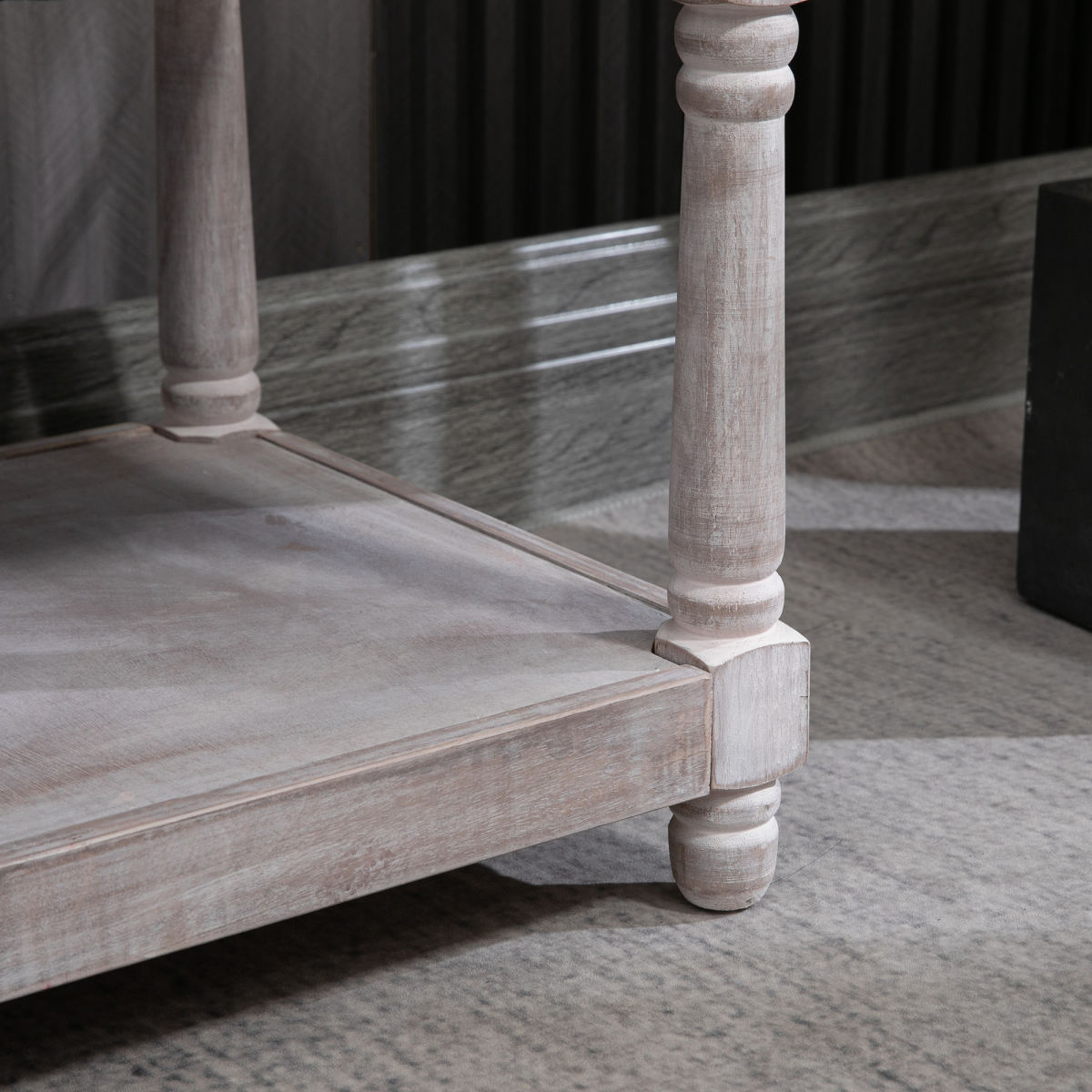 2-Tier Vintage Tufted Storage Bench, Cream White