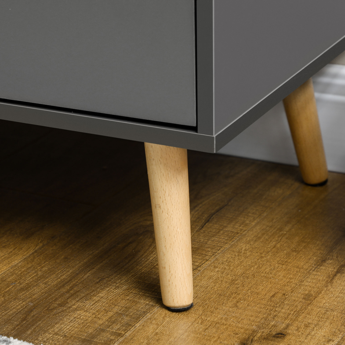 HOMCOM Dark Grey Sideboard with 3 Drawers and 2 Cupboards, Adjustable Shelves