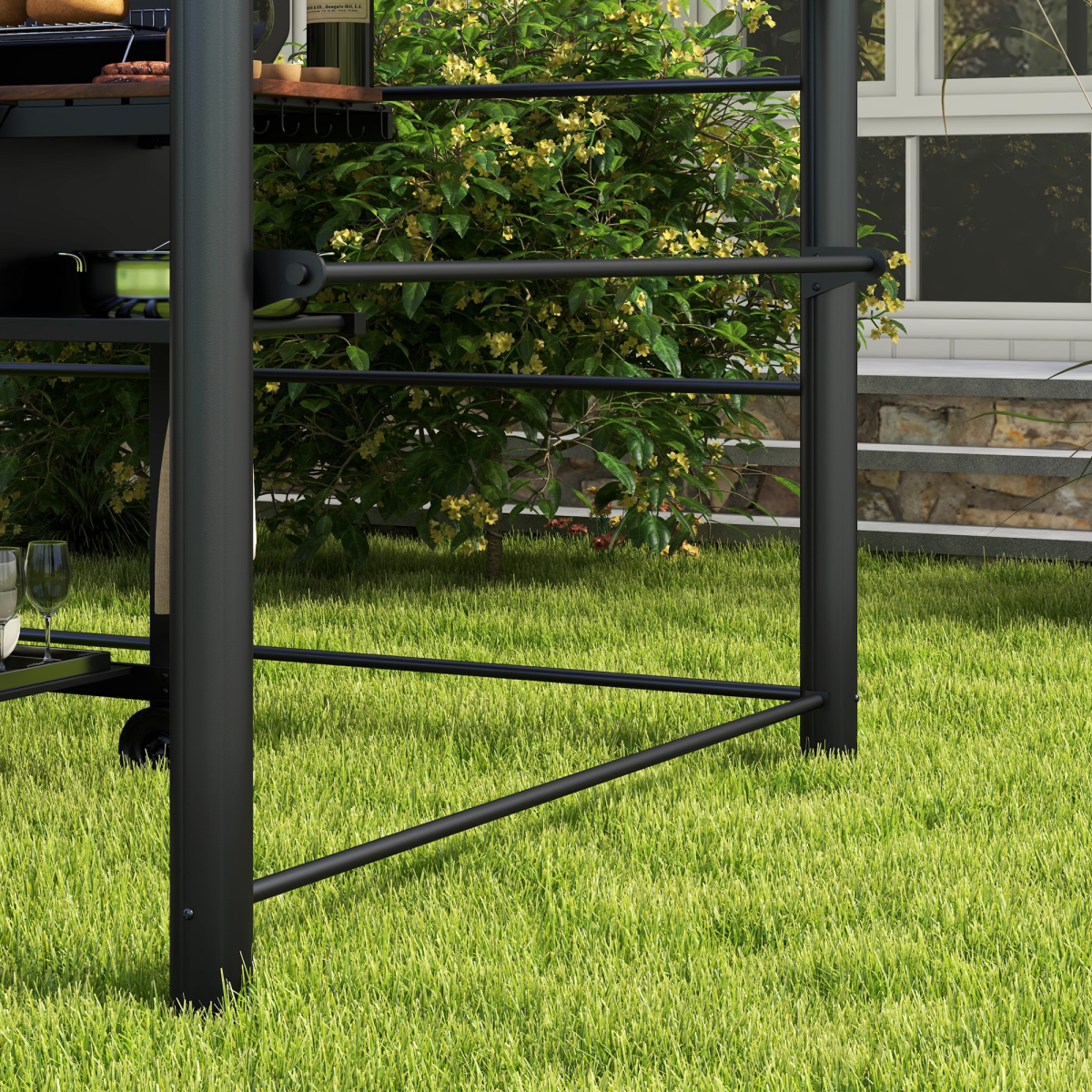 Outsunny BBQ Patio Gazebo with Polycarbonate Roof and 2 Shelves