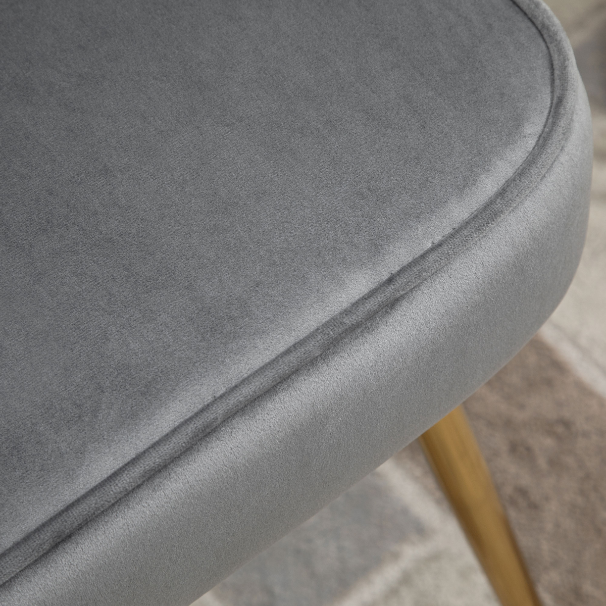 HOMCOM Velvet-Feel Shell Accent Chair with Metal Legs, Grey