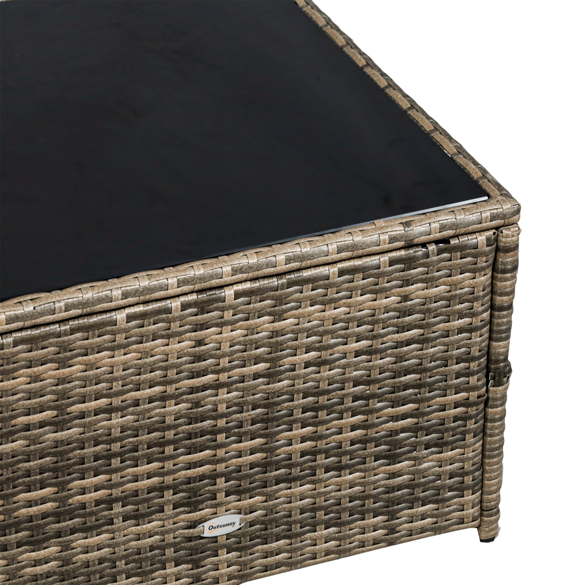 Outsunny 8-Piece Patio Rattan Sofa Set with Cushions, Tempered Glass Coffee Table and Corner Table