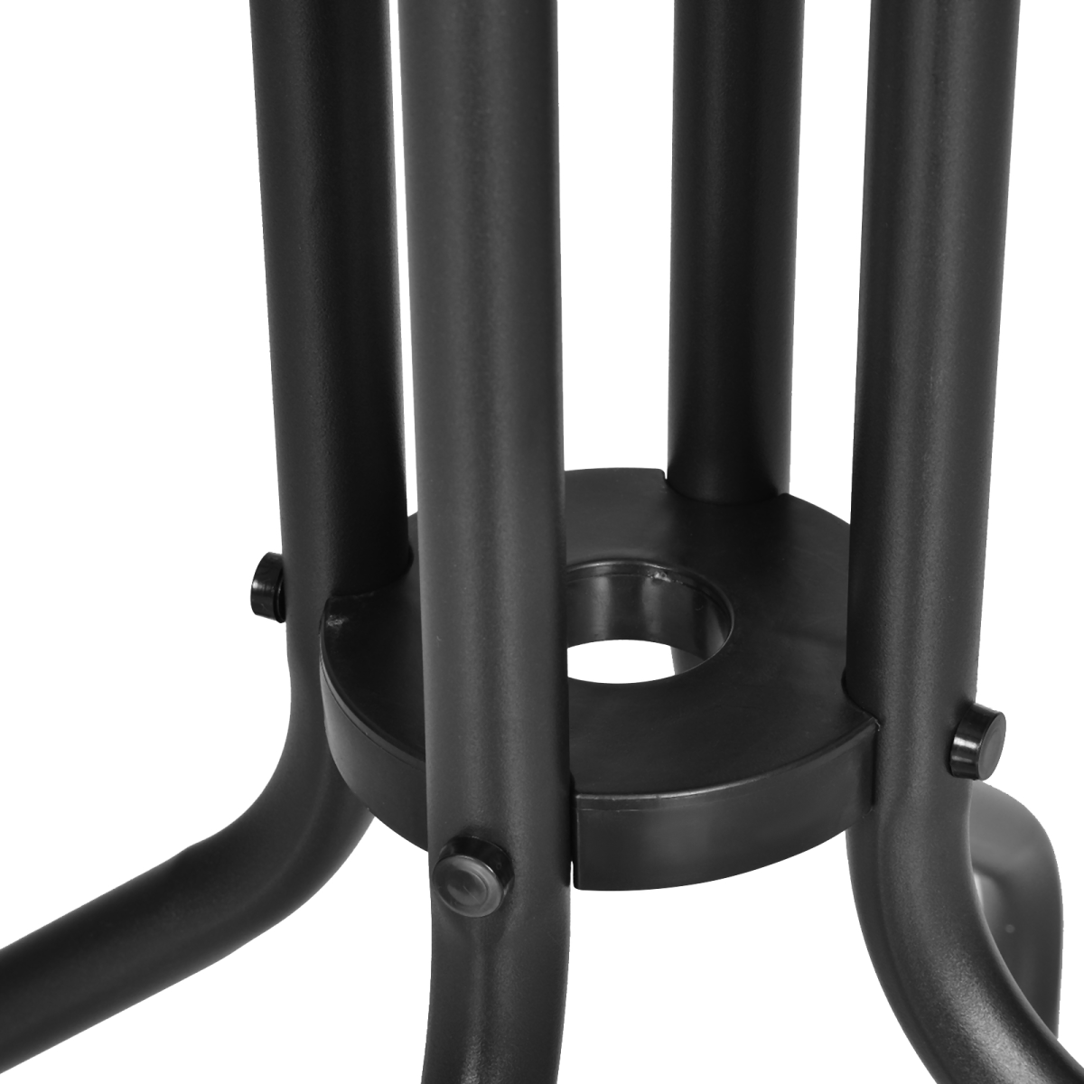 Outsunny Round Metal Garden Table with Tempered Glass Top, Black