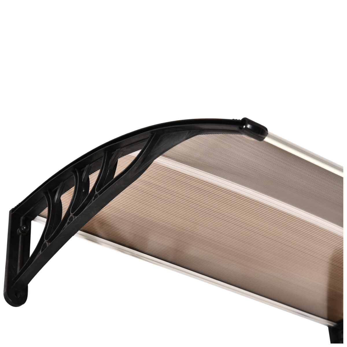 Outsunny 75 x 120 x 23 cm Brown Curved Polycarbonate Awning with Black Bracket