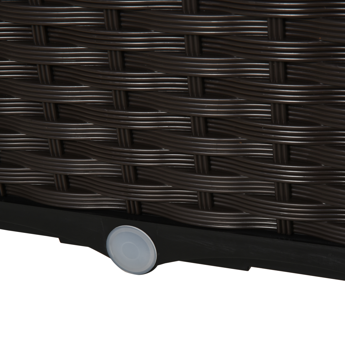 Outsunny Raised Outdoor Garden Planter Box Brown Rattan-Effect Plastic Self-Watering Disk