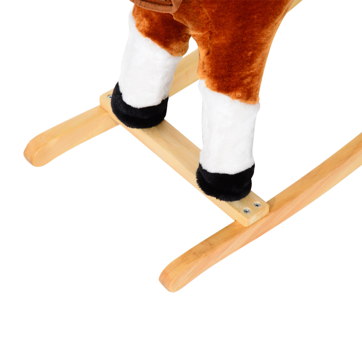 HOMCOM Plush Rocking Horse with Neigh Sound, Brown